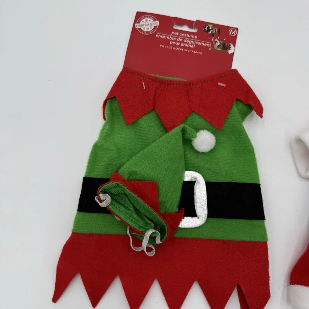 Christmas House Pet Costume Set Santa and Elf Holiday Outfits Medium 2 Pack